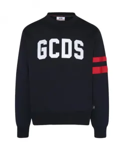 Хлопковая трикотажная толстовка с круглым вырезом Gcds, черный