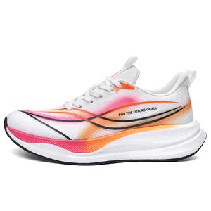 China Aerospace Скользоустойчивые, износостойкие, дышащие, легкие беговые кроссовки мужские бело-оранжевые, цвет White Orange