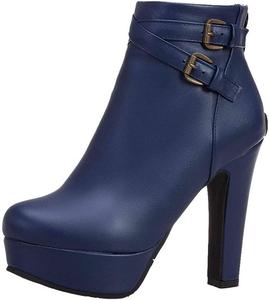 Женские ботильоны Alsoloveu на платформе с толстым каблуком, округлым носком и высоким каблуком, Blue