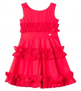 Платье из хлопкового поплина с оборками Monnalisa, Rosso