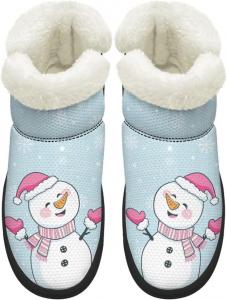 Женские зимние сапоги KEIAHUAN для прогулок, удобные для походов, кроссовки-нубук с противоскользящей подошвой и короткие сапожки с меховым воротником, Cute Ssnowman