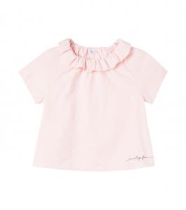 Трикотажный топ с логотипом и оборками Il Gufo, Smoothie Pink