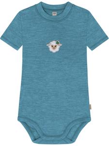 Normani Outdoor Sports Детский боди с короткими рукавами, изготовленный из 100% органической мериносовой шерсти, с застежками-кнопками, синего цвета