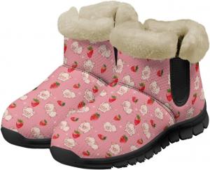 Женские зимние сапоги Jeiento Cartoon Pig с теплой внутренней отделкой, уютные обувь для женщин, Cartoon Pig Strawberry