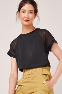 Футболка с короткими рукавами реглан из комбинированной ткани Next, черный