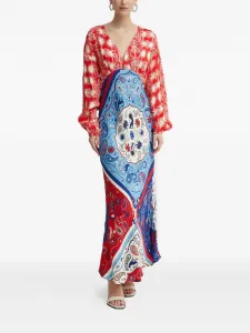 Макси-платье с длинными рукавами и V-образным вырезом Never Fully Dressed, красный