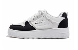 RENBEN Легкие женские скейтерские кроссовки лоу-топ бело-черные, цвет White Black