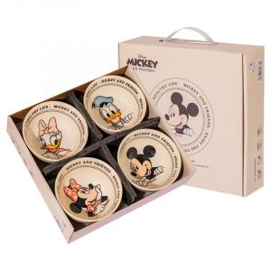 Практичный мультяшный набор посуды для студенческого общежития из керамики, коробка, миска для риса Disney, [gift box set]vintage mickey collection 4-piece bowl set