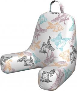 Чехол для подушки для чтения Lunarable Aquarium, красочный рисунок золотых рыбок и окуней в стиле контурного изображения животных подводного мира, мягкая набивная наволочка для кровати, маленький размер, разноцветный., Multicolor