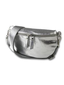 Кожаная поясная сумка Toscanto, серебристая, разноцветная, примерно 25 см Toscanto