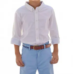 Детская рубашка с длинными рукавами на пуговицах, белая, в стиле Оксфорд Little English