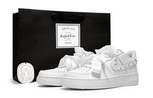 Nike Кроссовки для скейтбординга Air Force 1 Cloud Ballet Shopping Bag, противоскользящие, износостойкие, низкие, для подростков, белые