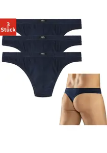 Стринги H.I.S (3 шт.) из мягкого эластичного хлопка, цвет морской волны