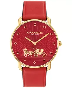 Женские новогодние часы Elliot с красным кожаным ремешком, 36 мм Coach, red