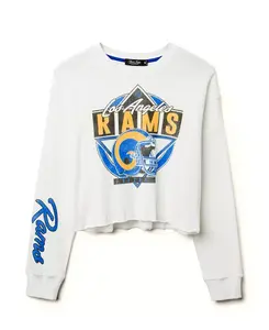 Женская флисовая куртка с укороченным шлемом в стиле НФЛ Лос-Анджелес Рэмс Junk Food Clothing, белый