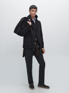 Облегающие текстурированные брюки Massimo Dutti, темно-синий