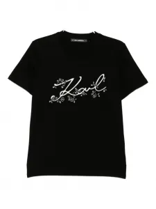 Футболка с вышитым логотипом KARL LAGERFELD, черный