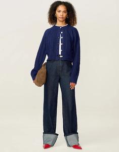 Темно-синий кардиган с высоким воротником и косой Omnes Knitwear August