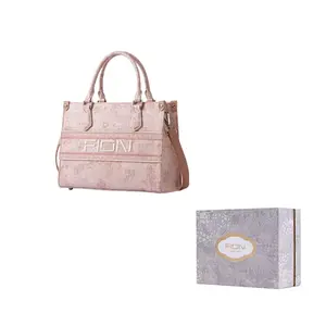 FION Умная парчовая сумка через плечо, Smoke Pink Yao Chi[Includes Koi Fish Silk Scarf]Medium Size FAAFAMI002