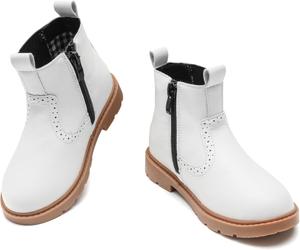 Водонепроницаемые уличные ботинки kkdom для мальчиков и девочек с боковой молнией, комфортные челси до щиколотки (для малышей, детей младшего и старшего возраста), Leather White