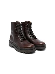 Brunello Cucinelli Kids кожаные ботинки, коричневый