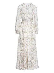 Платье с длинными рукавами и цветочным принтом Giambattista Valli, белый