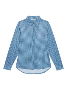 Рубашка с геометрическим принтом и воротником MALIPARMI, синий