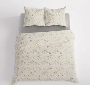 Комплект постельного белья ORLINA 220x200 см - сатин-хлопок, белый, растительный узор MARKIZETA HOME