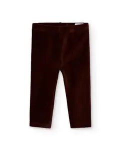 Девочкины однотонные вельветовые леггинсы с эластичным поясом Boboli, коричневый