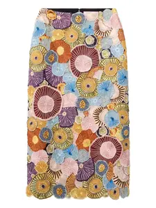 Вышитая юбка-карандаш миди La Doublej, синий