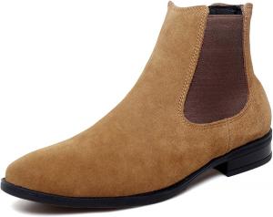 Мужские ботинки челси большого размера, модные замшевые, для делового, повседневного и формального стиля, с противоскользящим покрытием, для работы, офиса, униформы, свадьбы, банкета, церкви, костюма, платья, высокие кожаные ботинки Generic, желтый