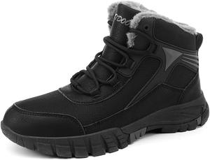 Мужские легкие водонепроницаемые зимние ботинки Qacksv, утепленные мехом, противоскользящие, для холодной погоды, черный