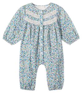 Детский комбинезон из хлопкового вельвета с цветочным принтом Louise Misha, Velvet Cream Aster