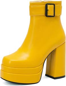 Ботильоны на платформе с каблуком MRKEWUNEY для женщин, 11 Yellow