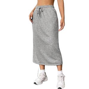 Женская спортивная юбка свободного кроя с эластичной талией и разрезом сзади Clearflower, Grey