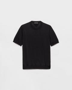 Шелковый свитер с круглым вырезом Prada, черный