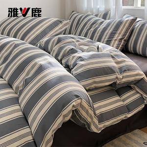 Yalu Пододеяльник 220х240 см из хлопка, цвет Black And Gray Striped + Premium Gray