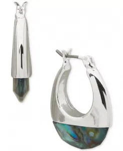 Серьги-Кольца с серебристым оттенком из абалона Anne Klein, blue