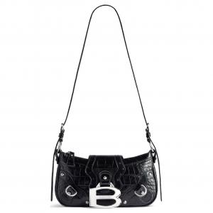 Balenciaga Женская черная сумка через плечо из телячьей кожи
