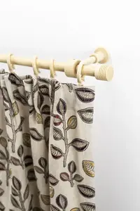 Карниз для штор GARESA "Sandri полный круглый, концевая кнопка Sandra", 1 направляющая, желаемая длина, комплект штор из дерева, выдвижной, с кольцами 200 см, цвет natur