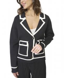 Женский свитер-жакет Astrid с кантом Central Park West, Black