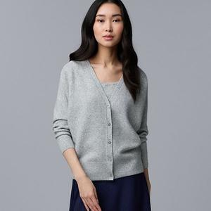 Женский кардиган из смесового кашемира Simply Vera Vera Wang, Light Gray Fox Heather