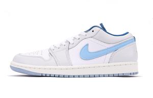 Jordan Эйр 1 Каштан Противоскользящие Амортизирующие Низкие Винтажные Баскетбольные Кроссовки Мужские Бело-Синие Серо-Голубые, цвет Gray Blue