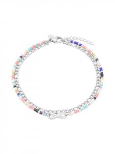 s.Oliver Браслет на лодыжку с символом бесконечности и декоративными бусинами из серебра