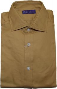 Ralph Lauren Polo Purple Label мужская коричневая бежевая хлопковая рубашка Италия, Beige Brown