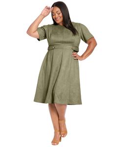 Платье-миди из искусственной замши больших размеров с боковой застежкой London Times, Olive