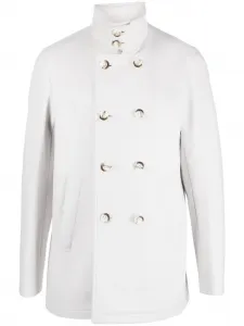 Двубортное пальто с высоким воротником Herno, серый