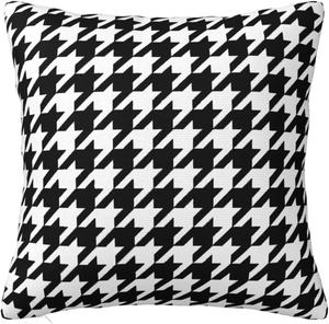 Paruiny Декоративная наволочка квадратная черно-белая клетка houndstooth двусторонняя пушистая White
