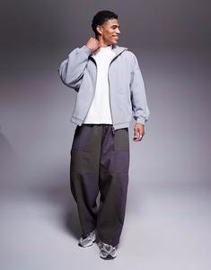 Толстовка премиум-класса из плотной ткани оверсайз на молнии с фиксированным краем, серая меланжевая ткань плотностью 400 г/м² Asos Design