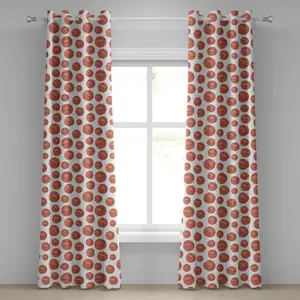 Баскетбольная штора ABAKUHAUS с люверсами, реалистичный рисунок мяча, спортивная тема на белом фоне, декоративные двухпанельные шторы, 280 см x 175 см, цвет бледно-коричневый